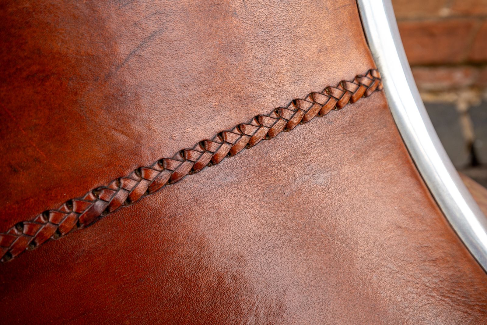 photo buy Tan Hide Leather Lounge Chair Mid Century Mcm Aluminium Hungarian A.Rt Deco Bauhaus Style 1970s Hungary Rudolf Szedleczky