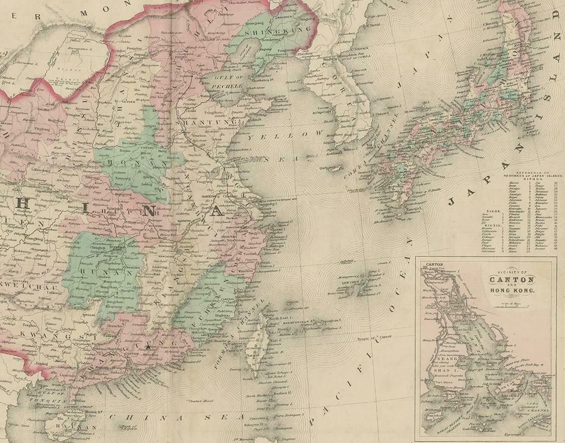 Antique Map Of China And Japan By Johnson, 1872 photo Art