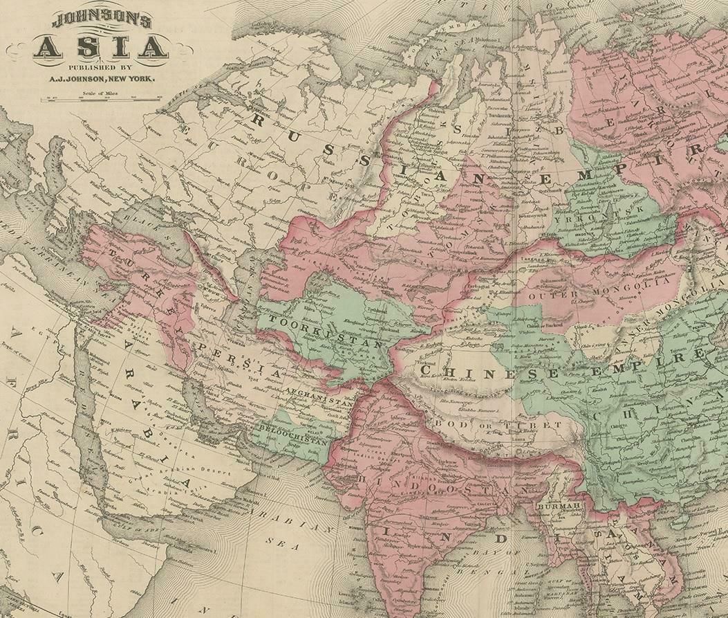 Antique Map Of Asia By Johnson, 1872 photo for sale
