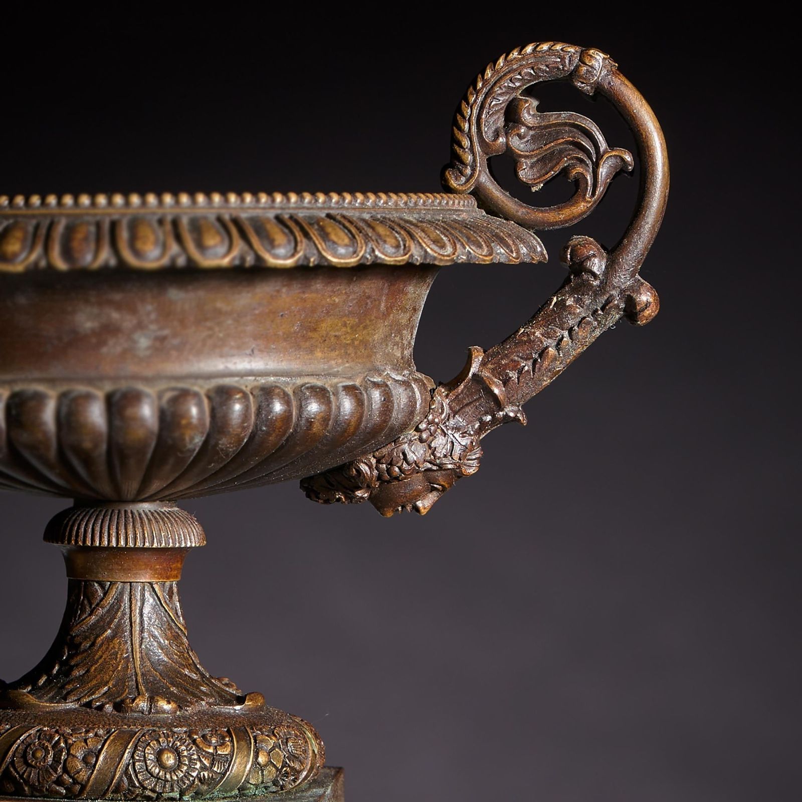 A Pair Of Early 19th Century French Bronze And Marble Tazzas Of Particularly High Quality And Large Size photo 2950.0
