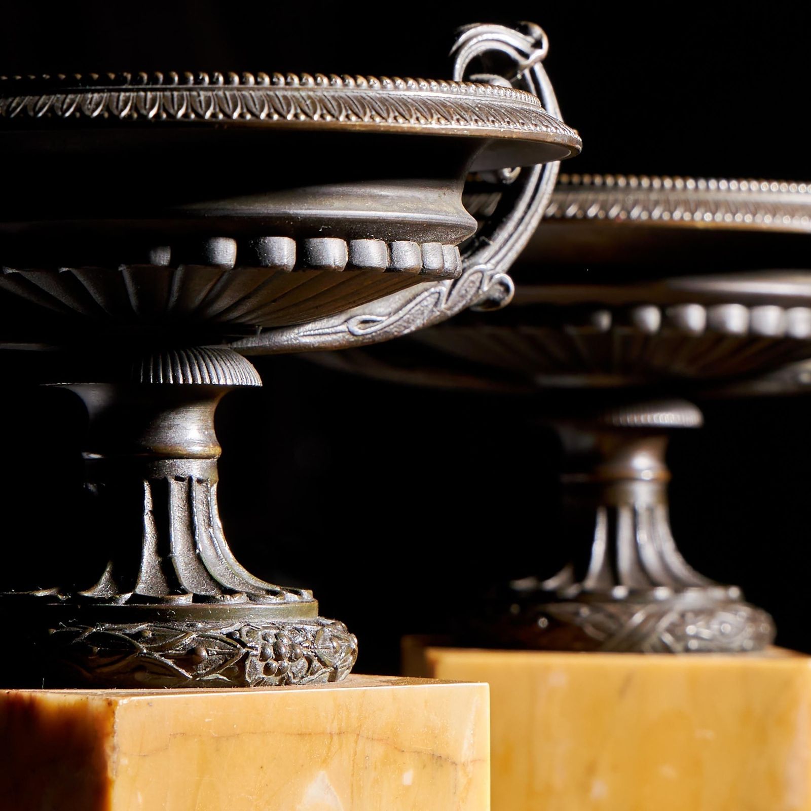 A Fine Pair Of Early 19th Century French Grand Tour Bronze And Siena Marble Tazzas Of Interesting Design photo vinterior