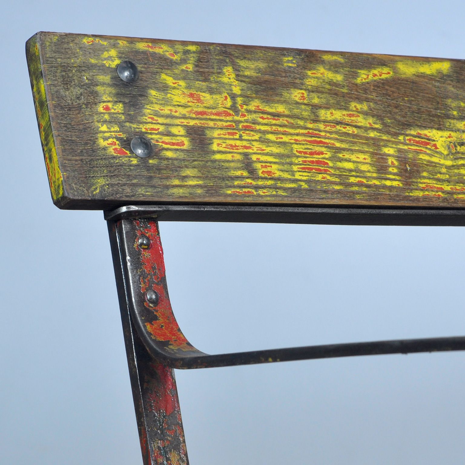 photo buy Riveted Iron Park Bench 1920s, Vintage