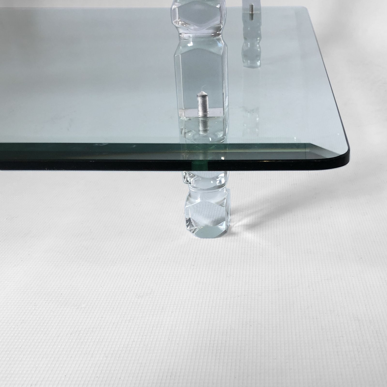 photo for sale Two Tier Lucite And Glass Coffee Table 1970s Modernism Vintage Mid Century