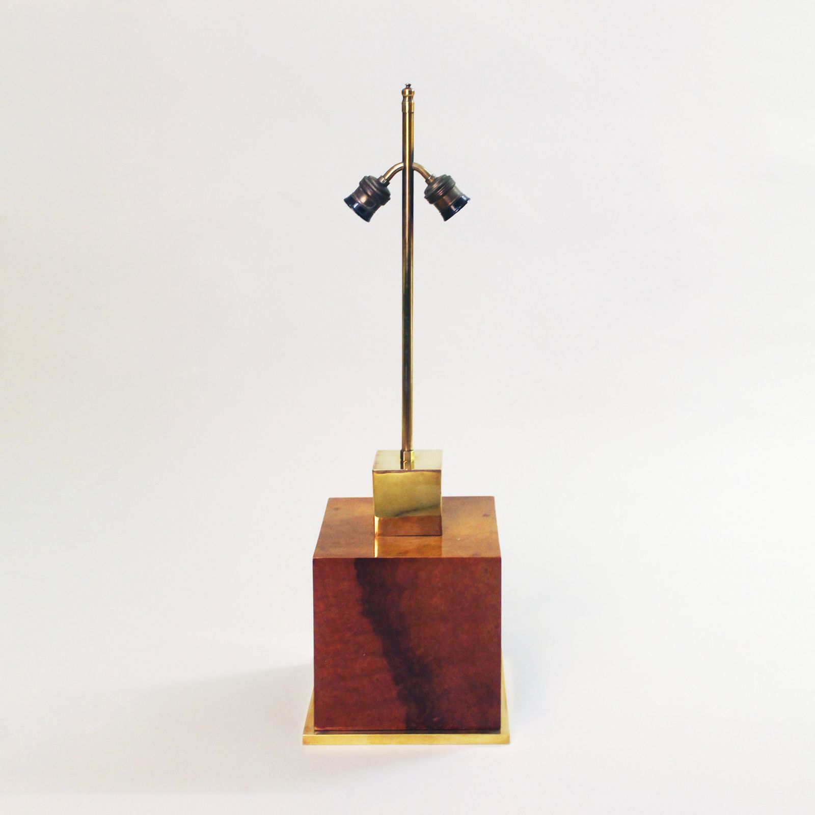 Willy Rizzo Lacquered Burl Wood Cube Table Lamp 1970s Hollywood Regency Glamour photo furniture