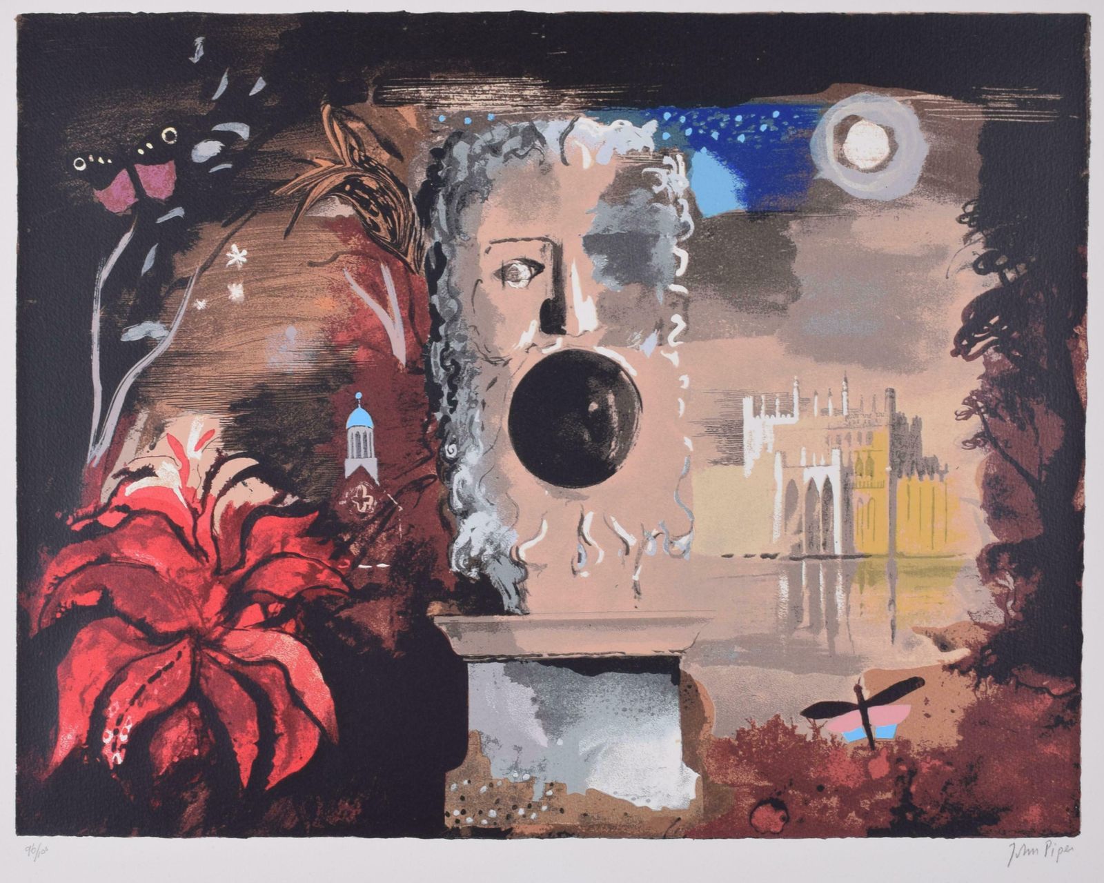 Façade Lithograph By John Piper Modern British Art William Walton Eaton Hall 1987