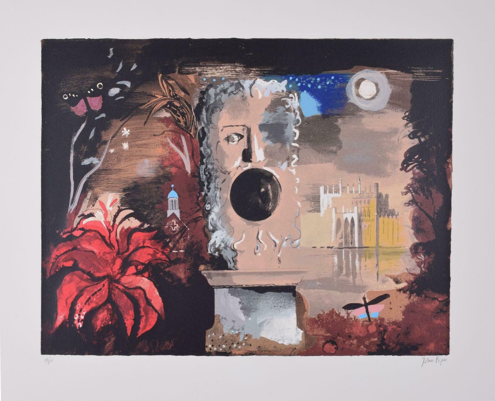 Façade Lithograph By John Piper Modern British Art William Walton Eaton Hall 1987 photo furniture