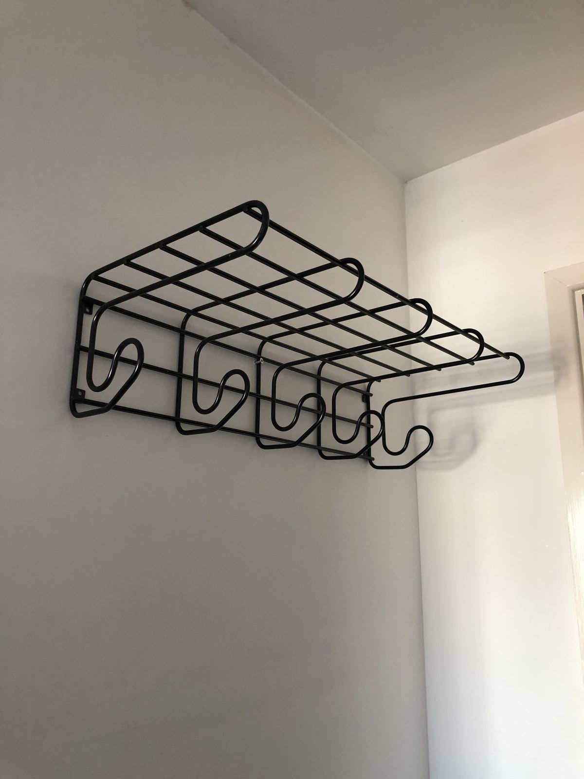Ikea Vintage Pop Frän Black Metal Coat Hanger With Shelf 1980s photo 270.0