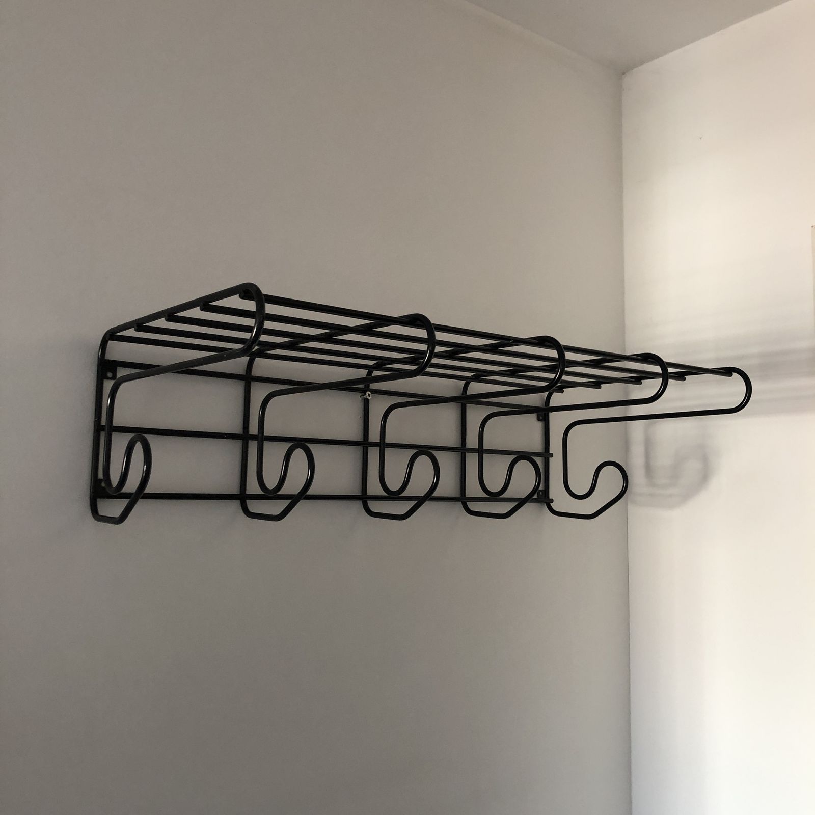 270.0 Ikea Vintage Pop Frän Black Metal Coat Hanger With Shelf 1980s photo