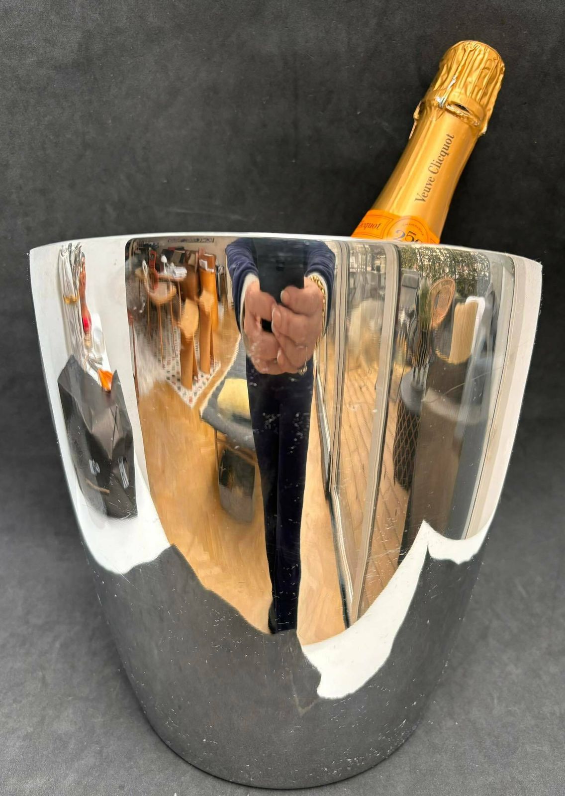 Champagnekühler Jean Couzon Frankrijk Mid Century Roestvrij Staal Zwaar Uitstekende Kwaliteit Wijnkoeler Ijsemmer Barkar Huwelijkscadeau photo vintage