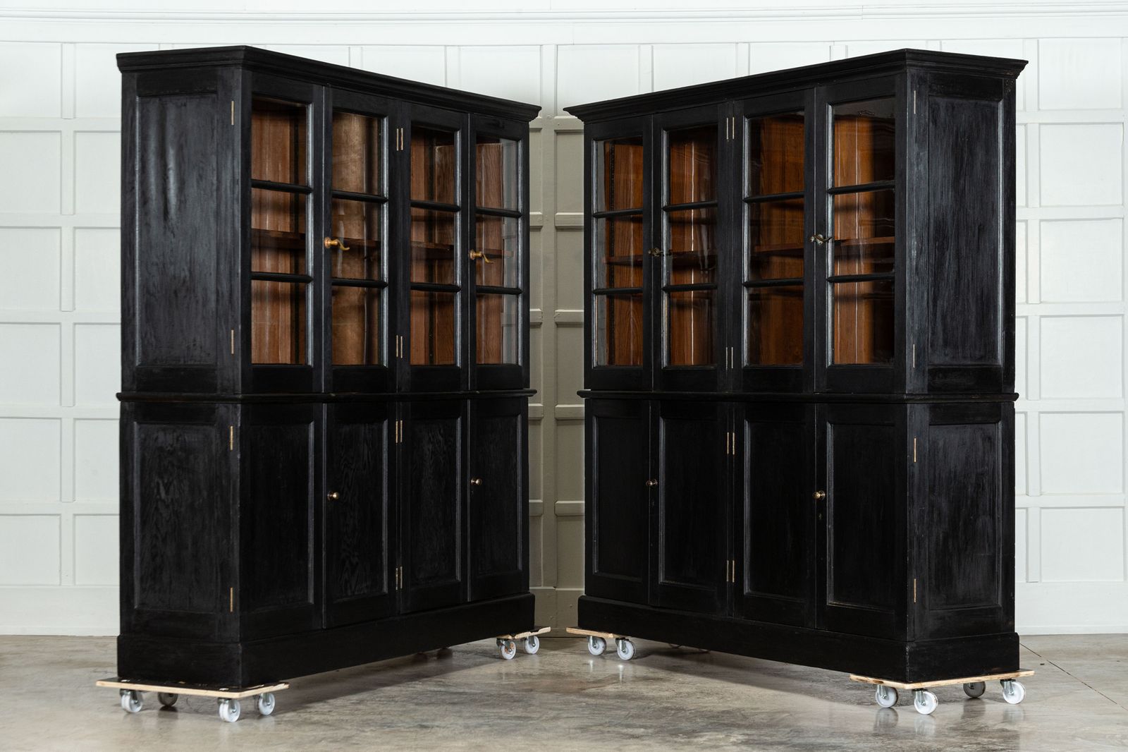 Large Pair 19thc English Pine Bleached Bookcases photo 6843.0