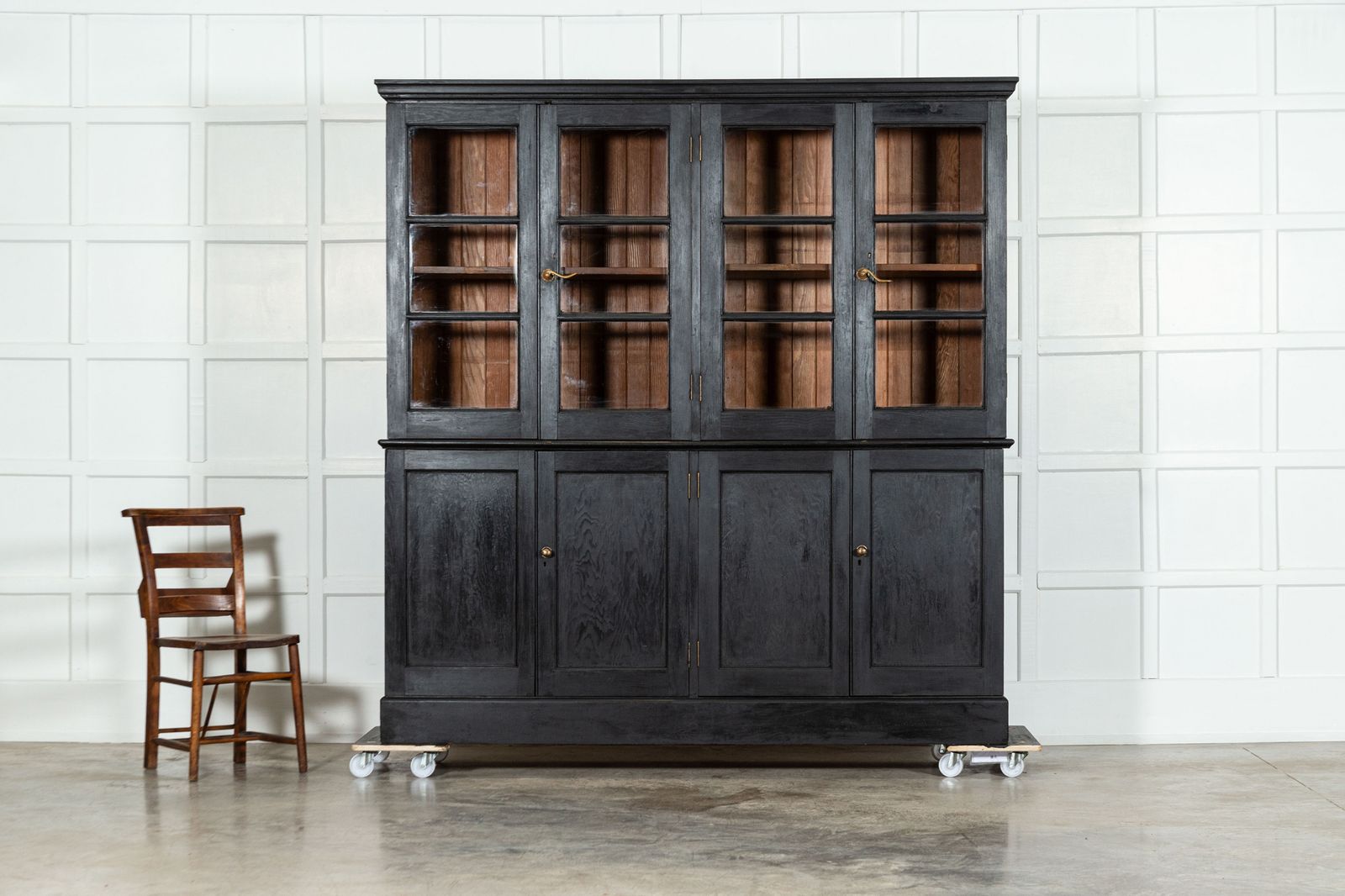 photo furniture Large Pair 19thc English Pine Bleached Bookcases