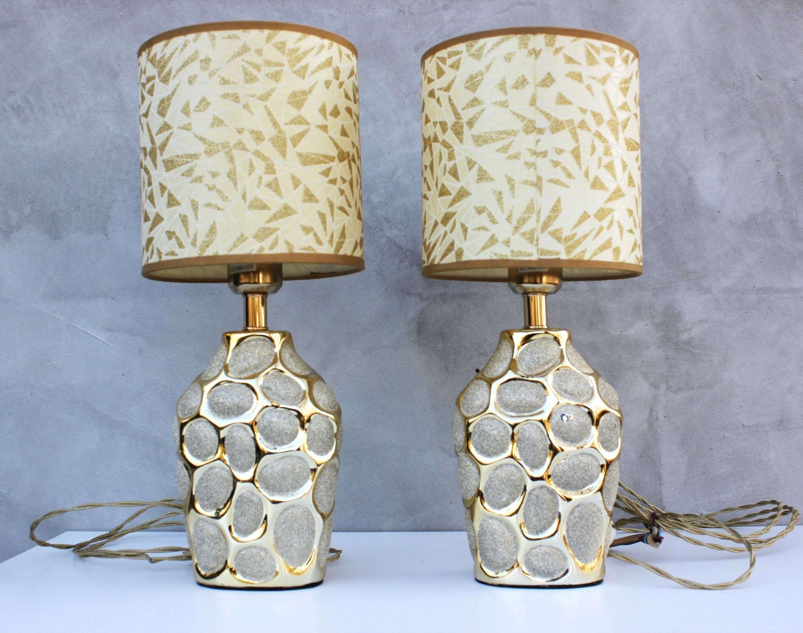 A Set Of Two Side Lamps In Hollywood Regency Style, Bedside Lights, Italian Design photo for sale