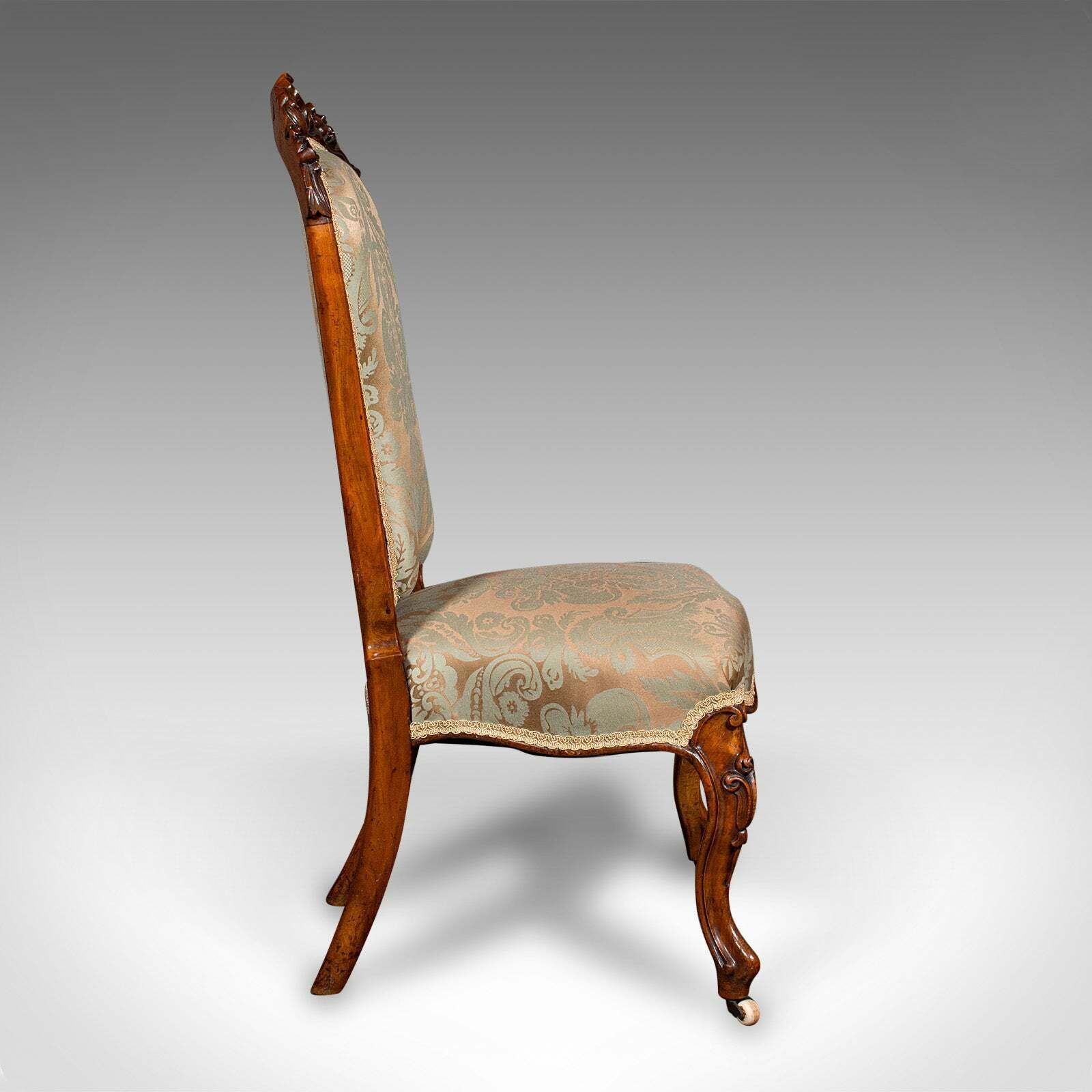Antique Drawing Room Chair, English, Walnut, Ladies, Side Seat, Early Victorian photo for sale