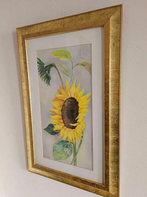 Gold Framed Print Of Sunflowers By Dutch Artist Rian Withaar photo furniture