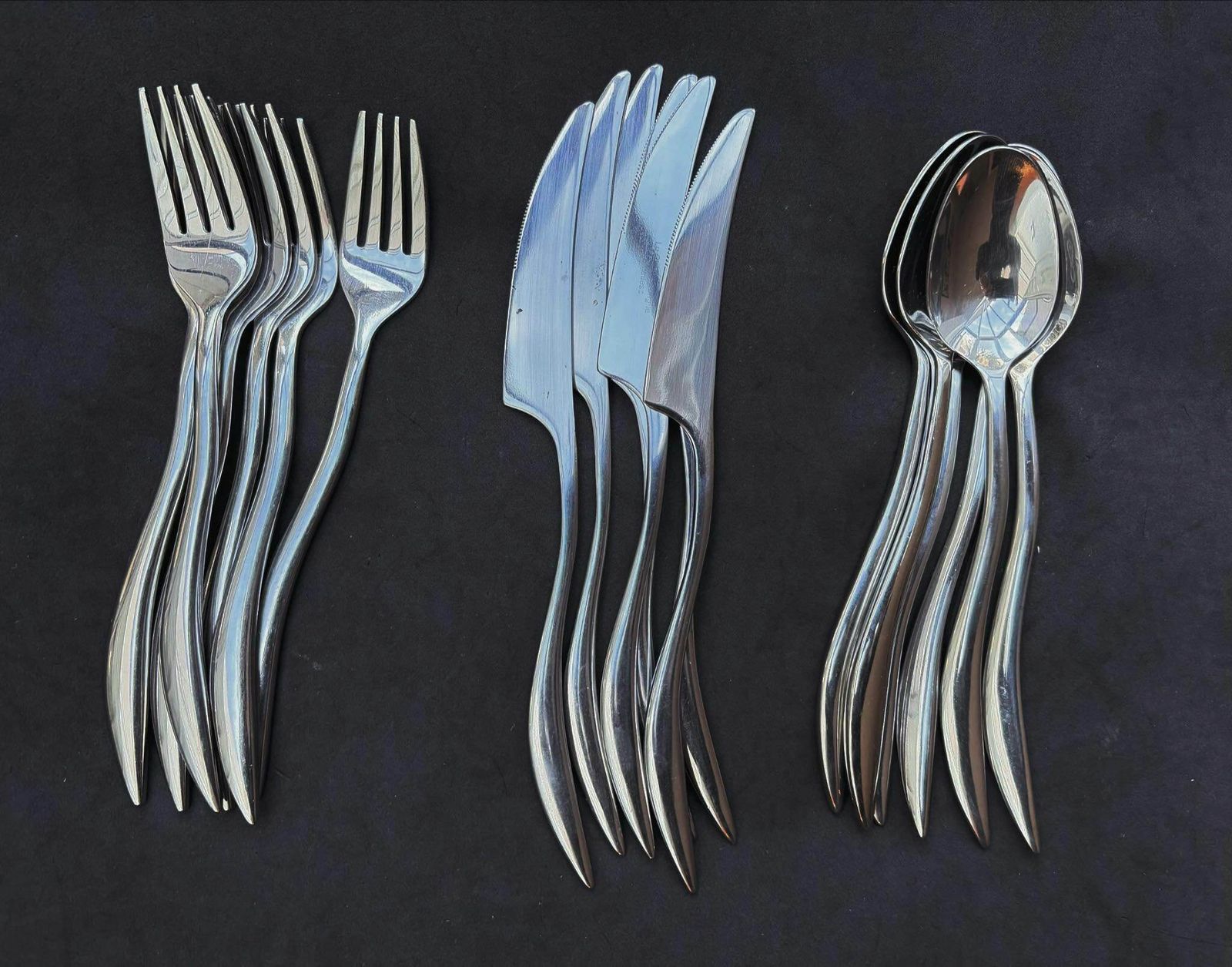 Set 18 Flatware Twist Cutlery Twisted Forged Brutalist Decor Medieval Viking Postmodern Flatware Handmade 6 Couple Gift Wedding