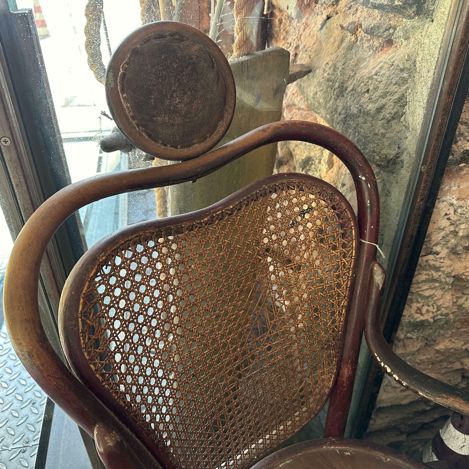 Early 20th Century Art Nouveau Wood And Wicker Tonet Italian Swivel Barber Chair photo 1307.0