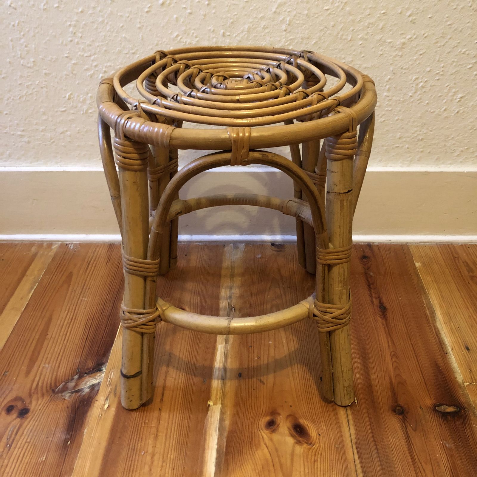 Vintage Bamboo And Bentwood Foot Stool 1980s