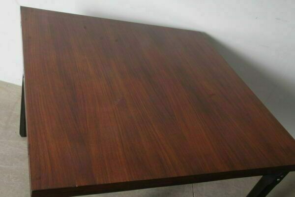 Extendable Table Of Modern 60s In Rosewood. Black Lacquered Legs. Design. Restored Size Extendable To 190 photo vintage