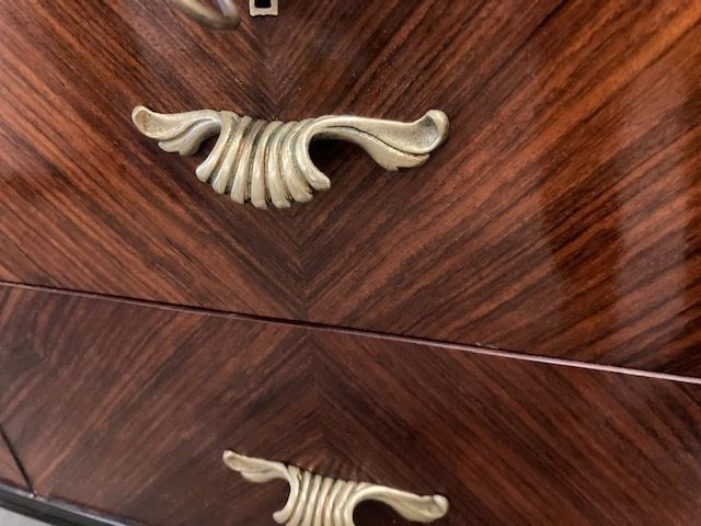 Rosewood Chest Of Drawers From The 50s Spectacular Glass On A Bordeaux Top photo vinterior