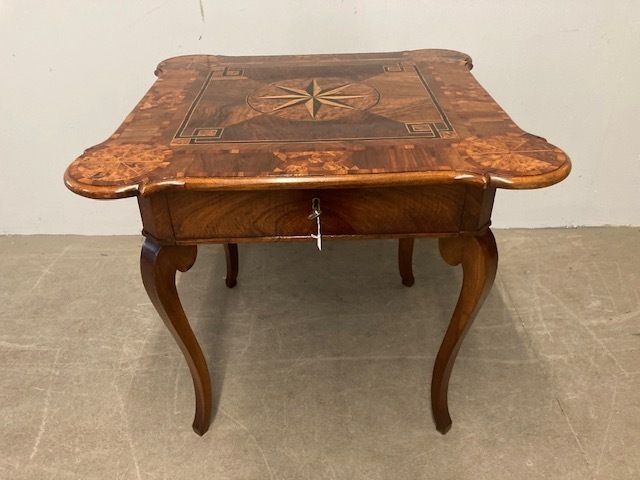 Ancient Sensational Rolo Inlaid Gaming Table From The End Of The 18th Century