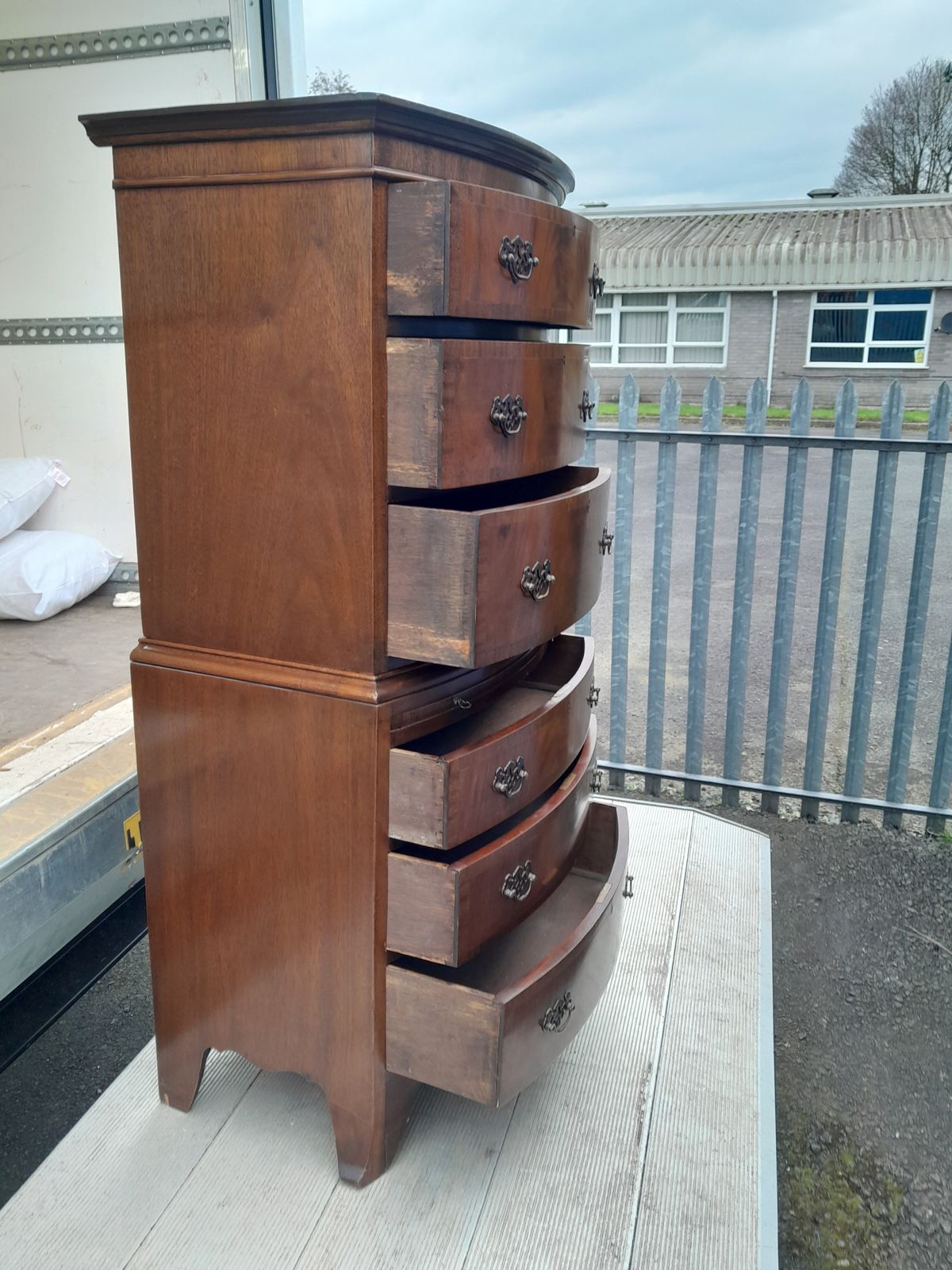 18th Century Bow Fronted Mahogany 6 Chest Drawers Tallboy photo Furniture