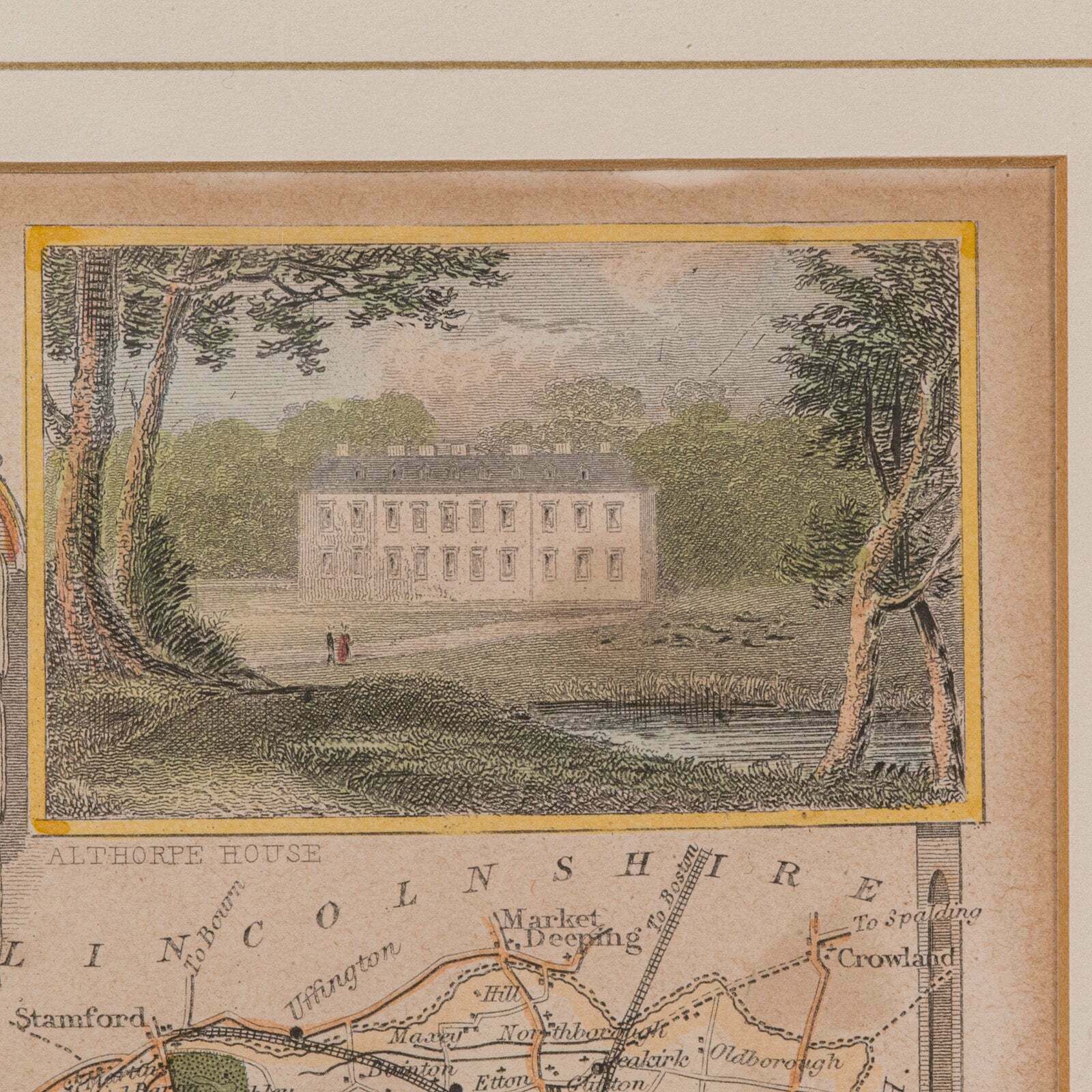 photo furniture Antique Lithography Map, Northamptonshire, English, Framed Cartography, C.1860