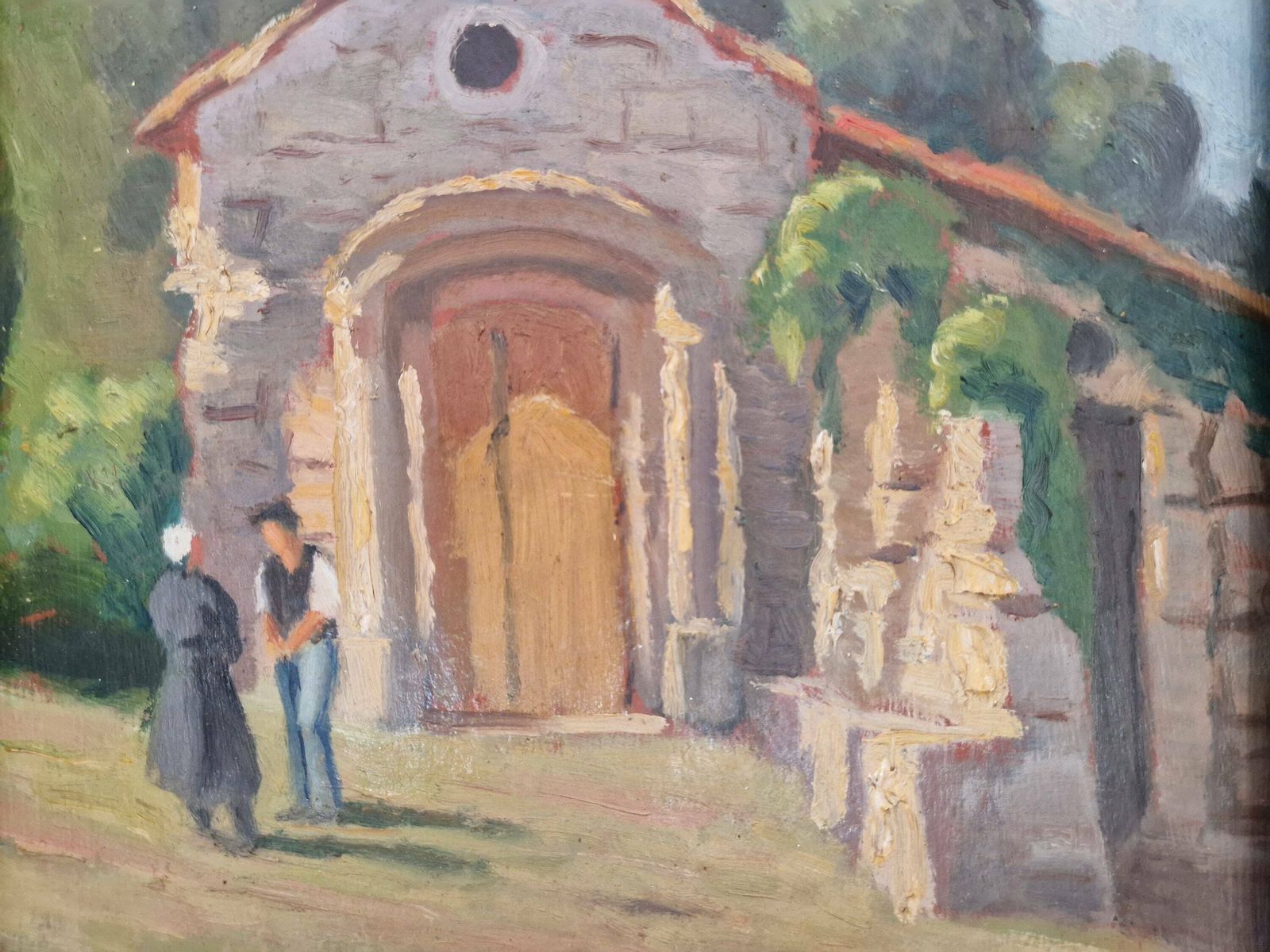 Impressionist Provence Country Church Painting, Framed Rustic French Wall Art photo Art