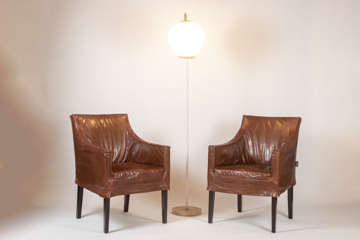 Lintello. Pair Of Armchairs In Camel Leather. 1970s. photo buy