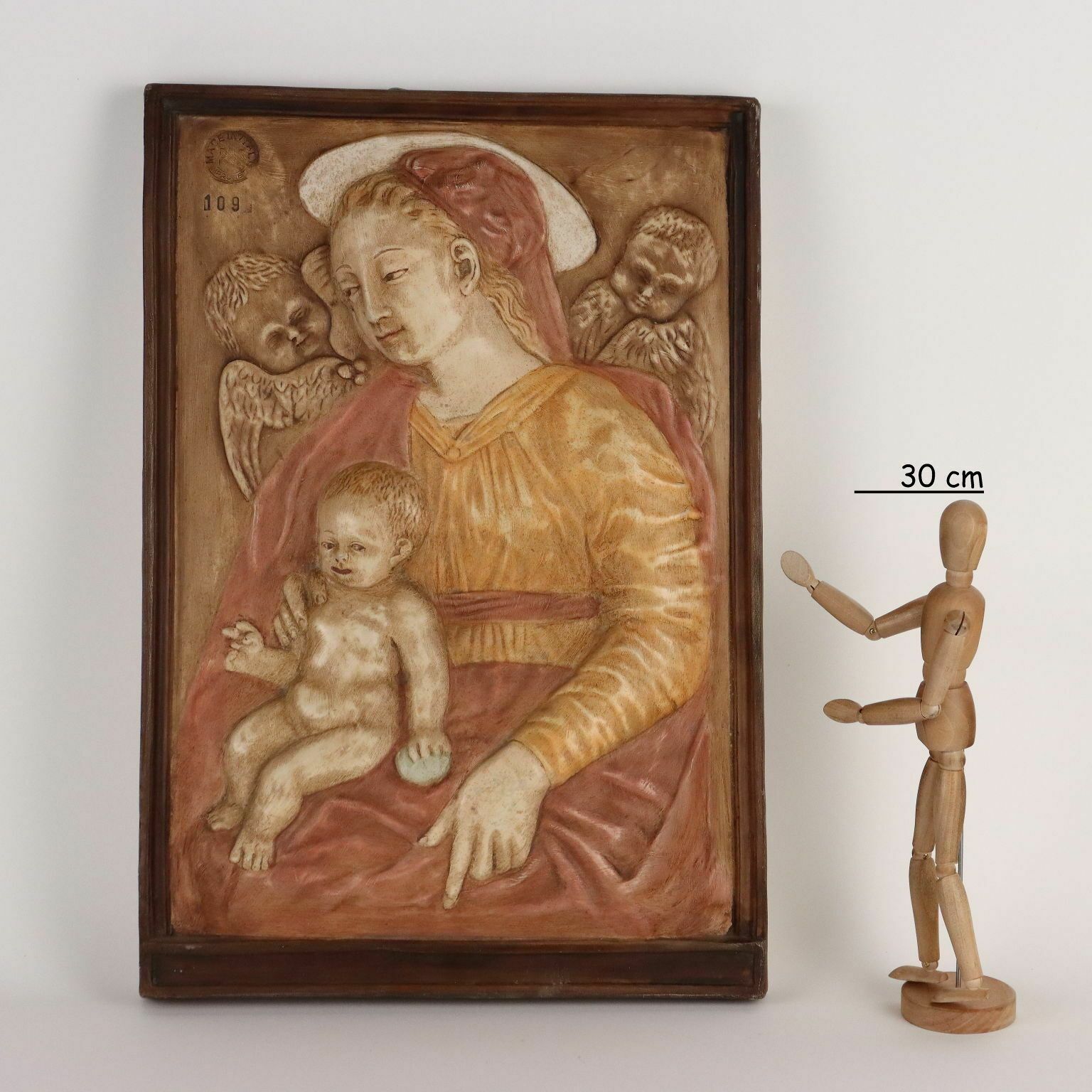 Ancient Sculpture Virgin Mary Italy '900 Bas Relief Plaster photo furniture
