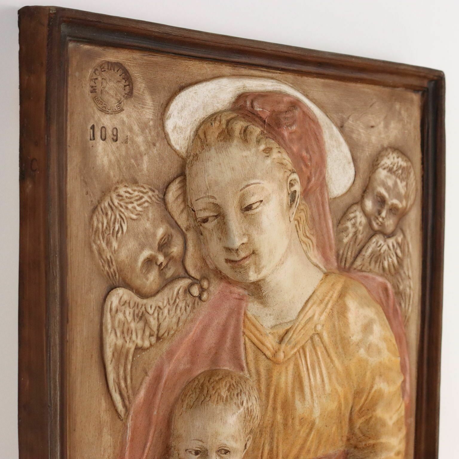 Ancient Sculpture Virgin Mary Italy '900 Bas Relief Plaster photo vinterior