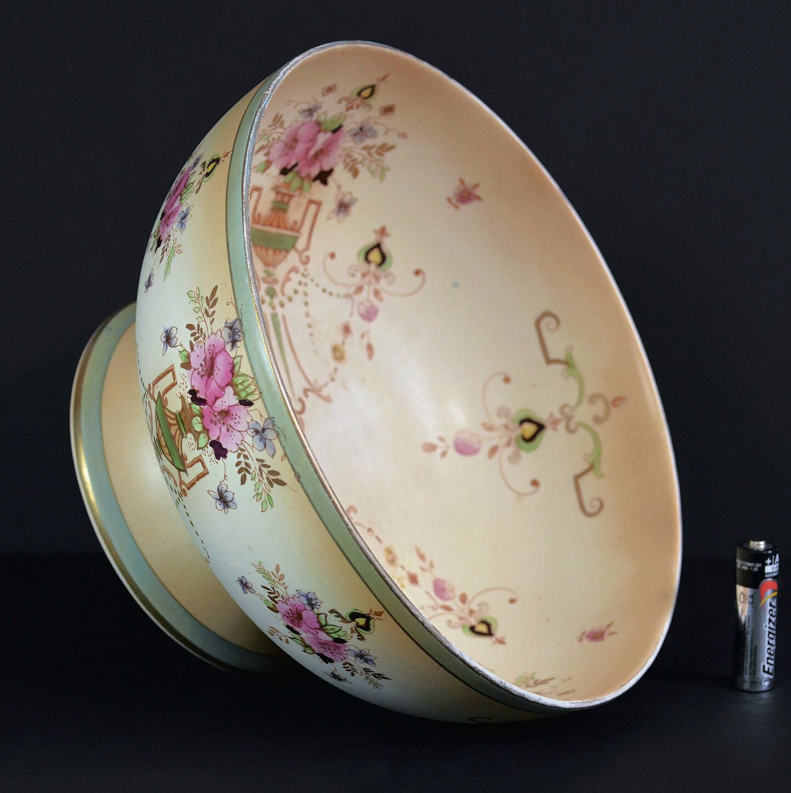 Crown Devon Fielding " Dora " Porcelain Pedestal Bowl | Art Deco Bowl | English Dinnerware photo furniture