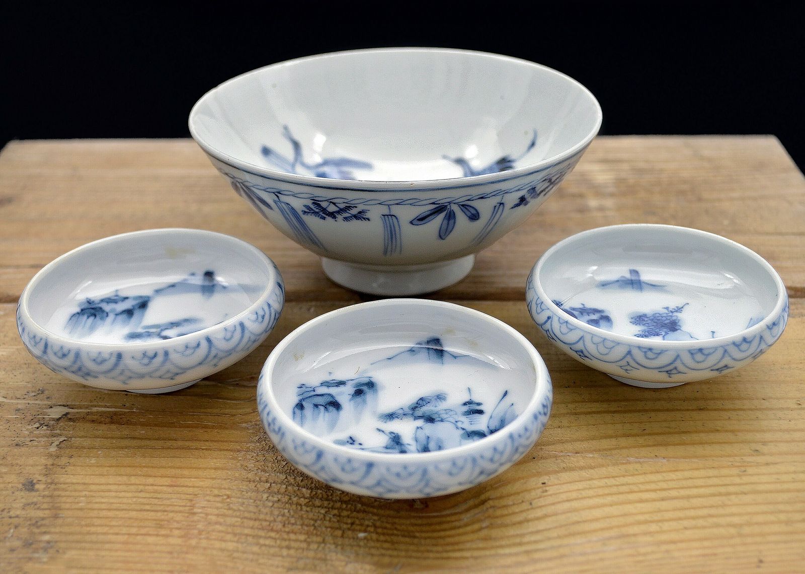4 Pieces, Japanese Pottery | Antique Imari Bowl | Blue And White China photo for sale