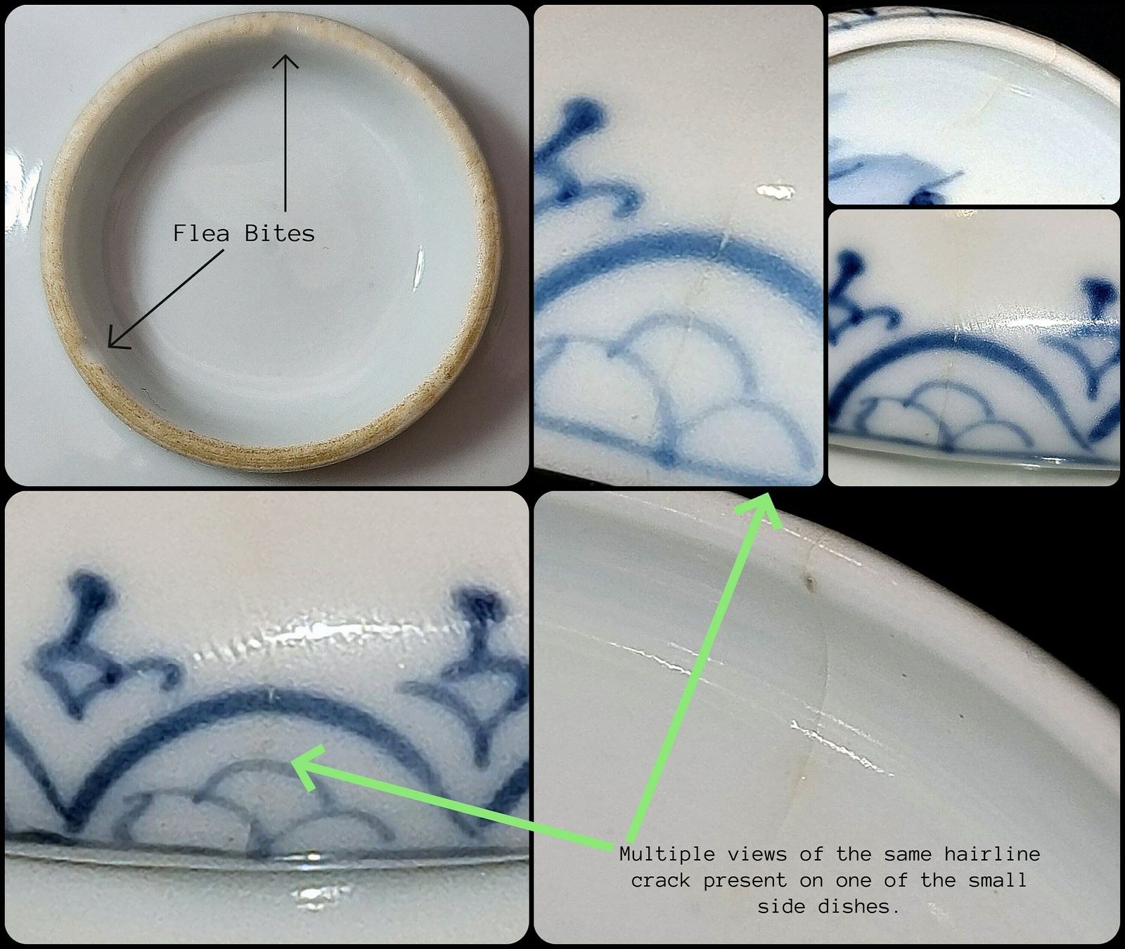 Antique Japanese Imari Porcelain Bowl With Lid + 2 Small Meiji Blue & White Side Plates photo vintage