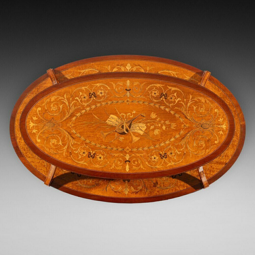 Mahogany And Marquetry Inlaid Two Tier étagère photo for sale