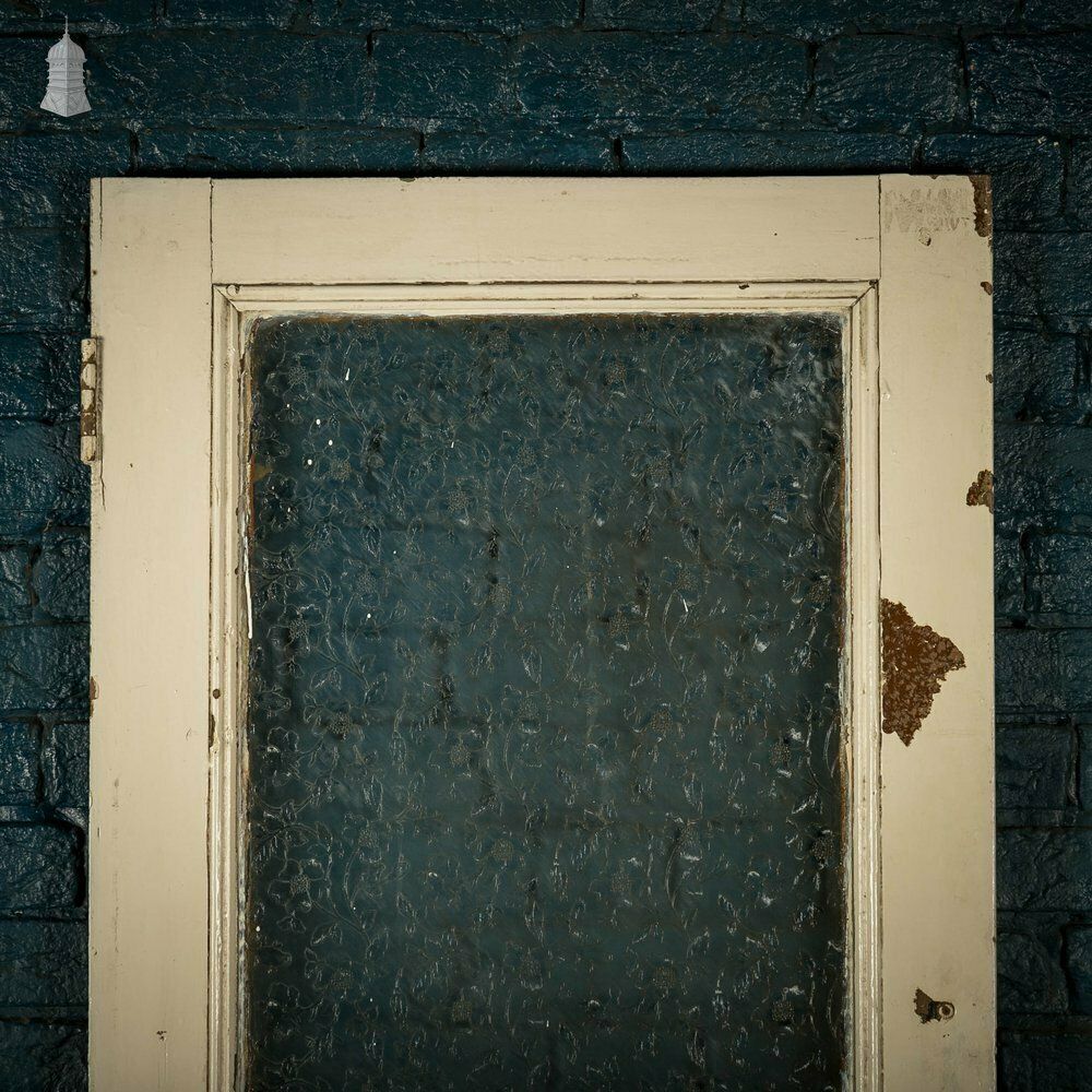 Half Glazed Door, 3 Panel With Floral Textured Glass photo for sale