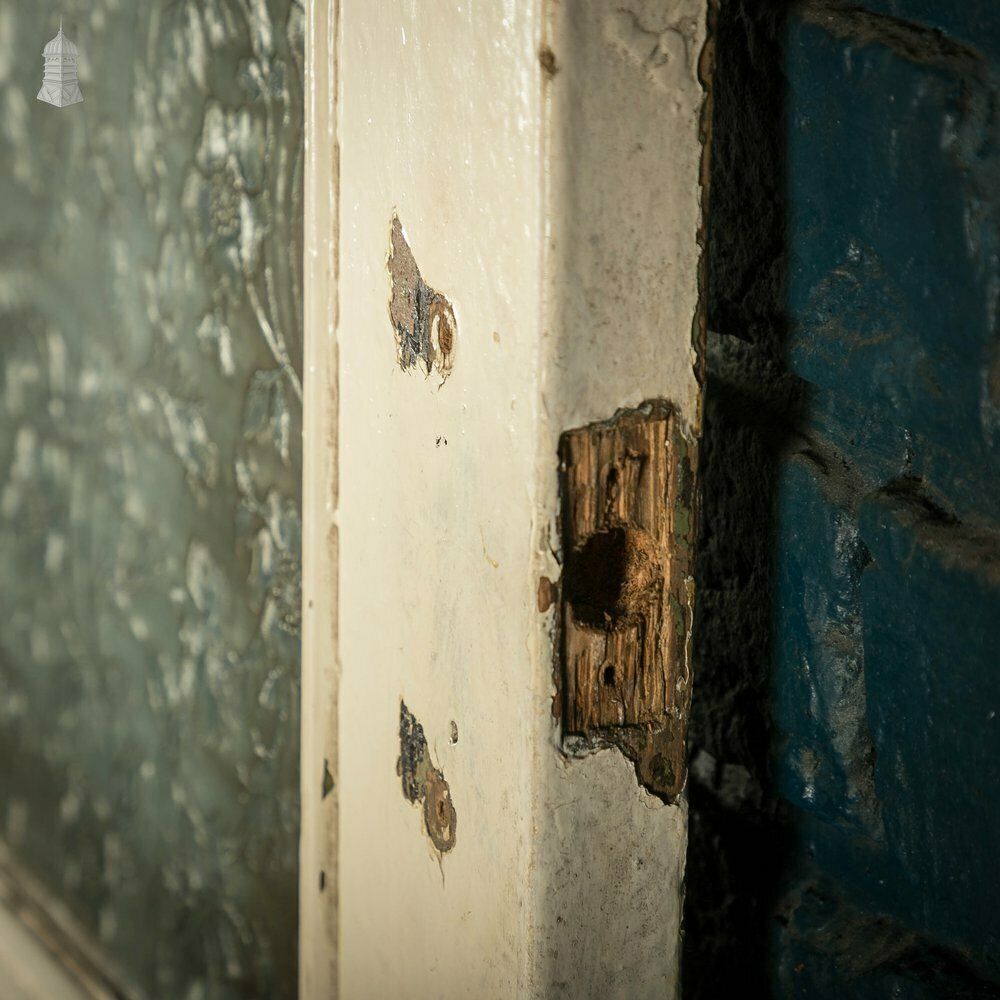 Half Glazed Door, 3 Panel With Floral Textured Glass photo vintage