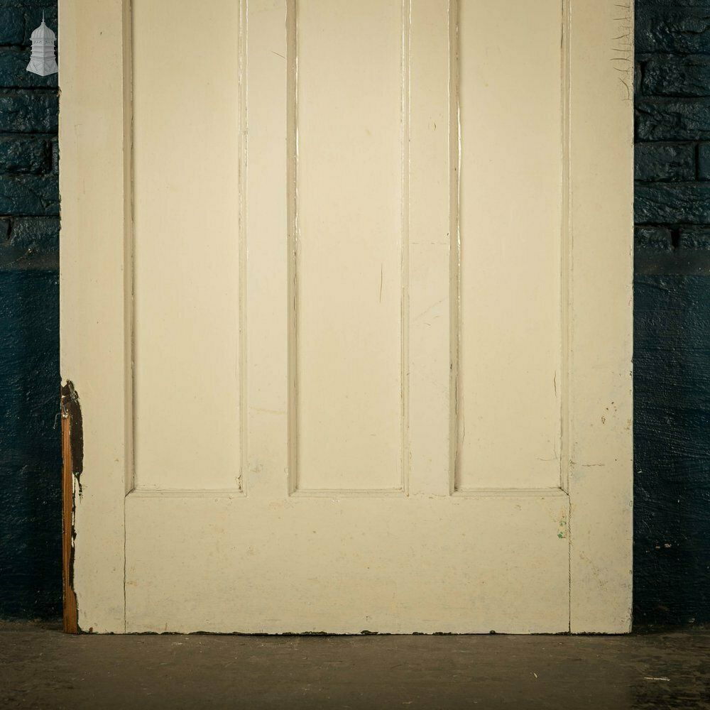 180.0 1930’s Style Door, White Painted, 1 Over 3 Panelled Door photo