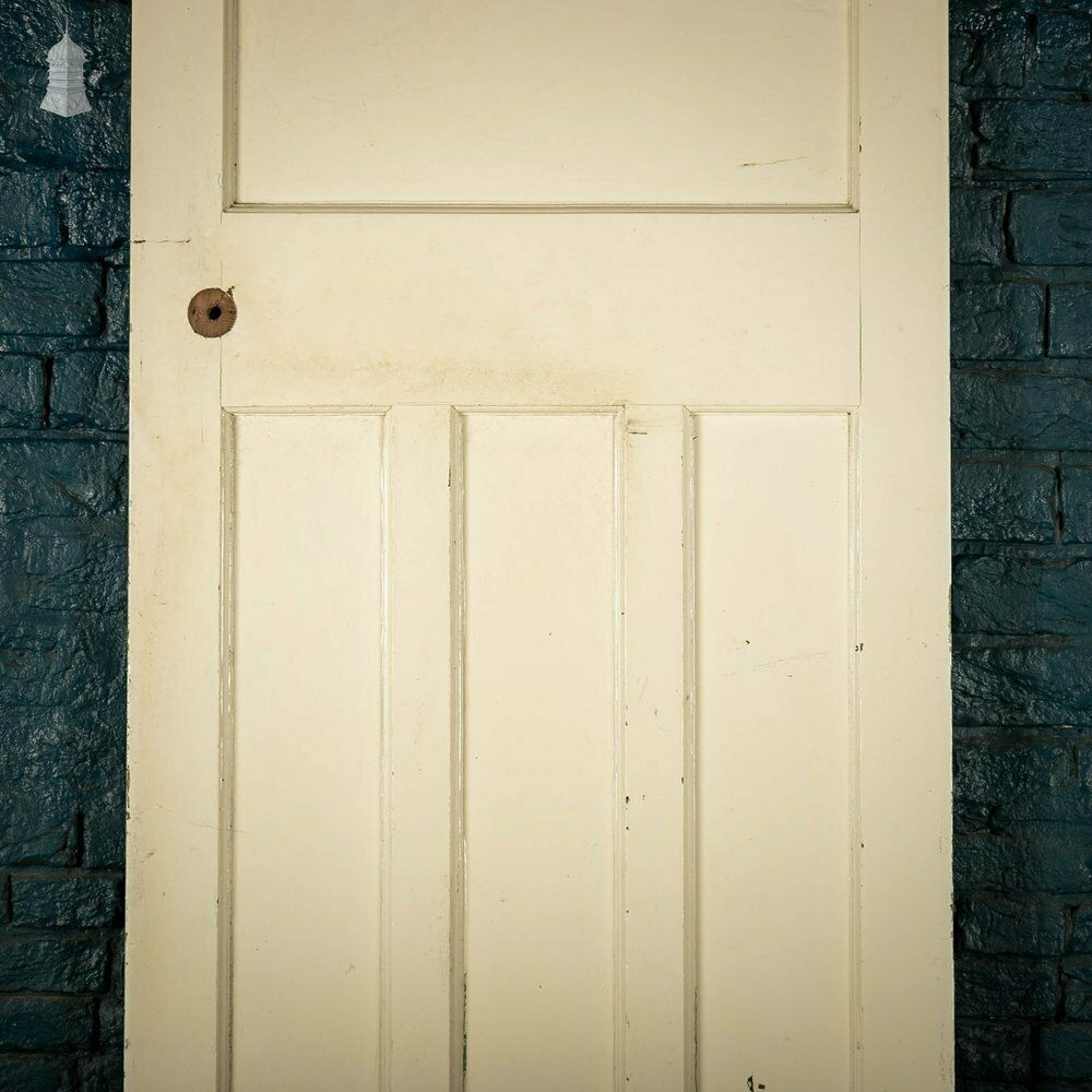 Pine Panelled Door, 1 Over 3 Panel White Painted 1930’s Style photo Home Fixtures