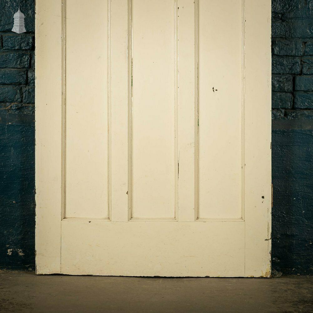 Pine Panelled Door, 1 Over 3 Panel White Painted 1930’s Style photo 132.0