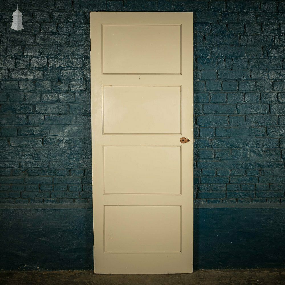 Pine Panelled Door, Painted 4 Panel Door photo vintage