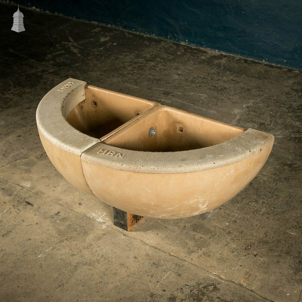Concrete Corner Mangers, Pair Of Trough Feeders Reclaimed From St Johns Barracks, London. Joined Together To Create A Semi Circle Planter photo furniture