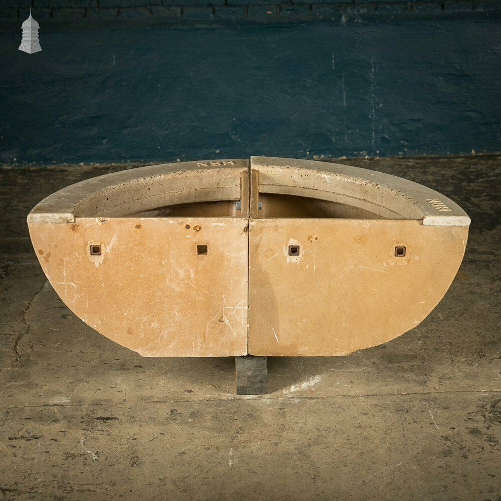 photo furniture Concrete Corner Mangers, Pair Of Trough Feeders Reclaimed From St Johns Barracks, London. Joined Together To Create A Semi Circle Planter