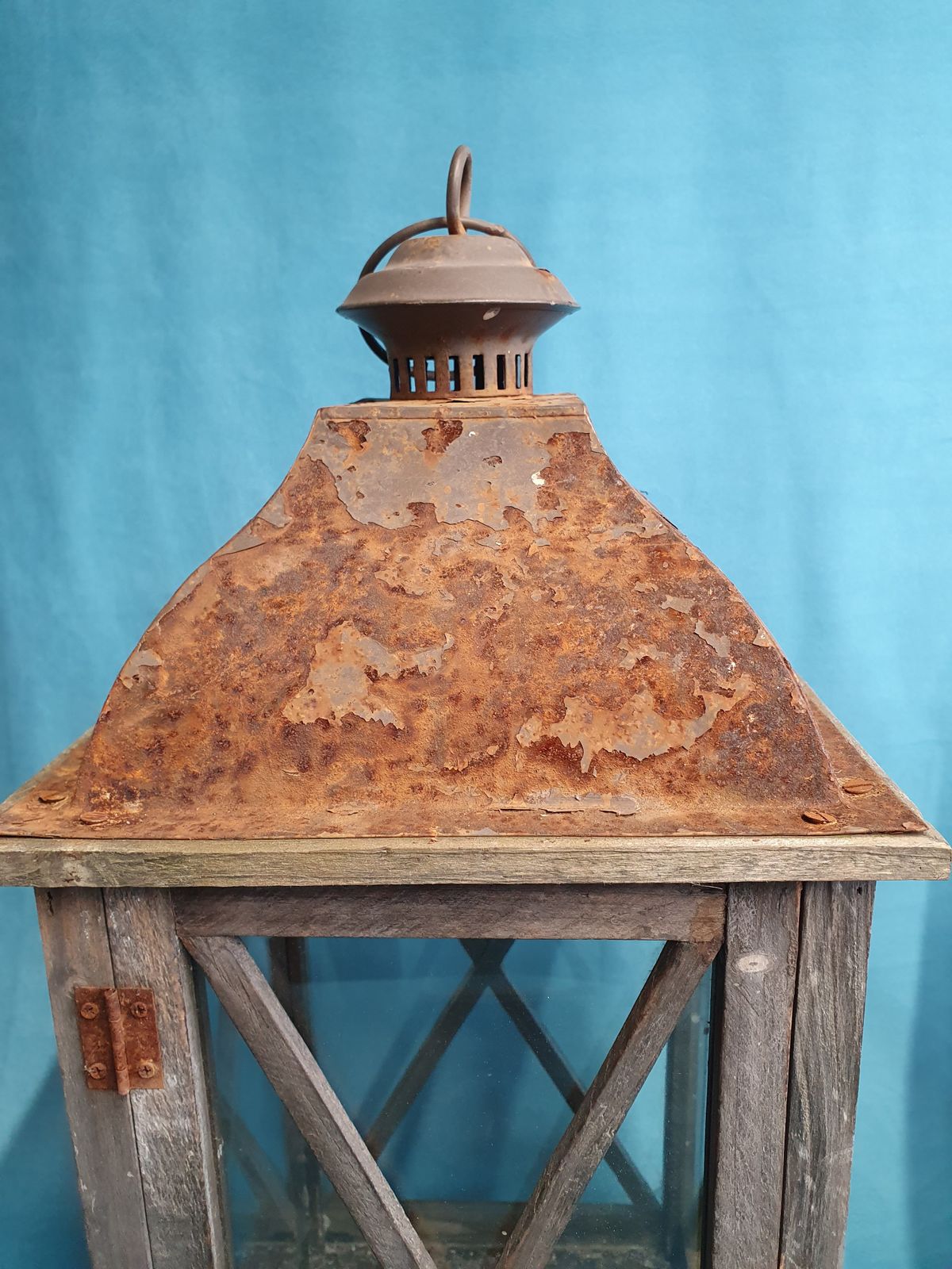 Pair Of Large Outside Candleholders In Wood And Metal photo furniture