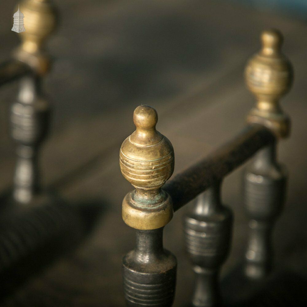 Companion Set Rests, Pair Of Cast Iron And Brass photo buy