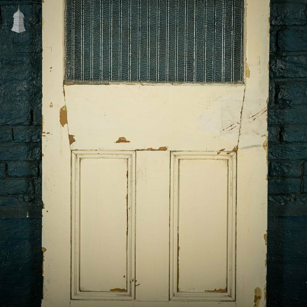 Half Glazed Door, Pine Panelled Door With “Hammer Stripe” Style Textured Glass photo 210.0