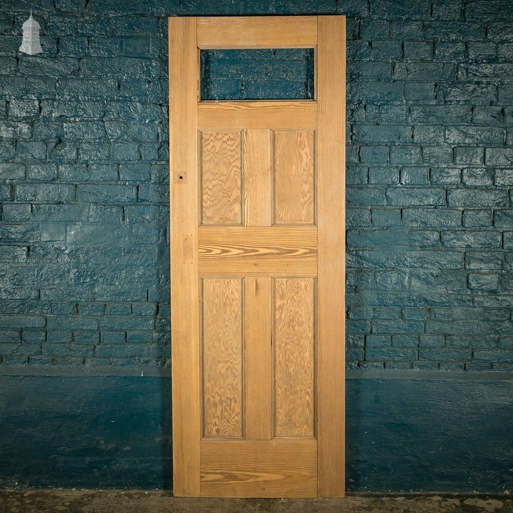 Half Glazed Door, Moulded Panelled Pitch Pine