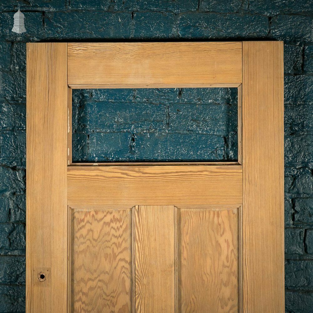 Half Glazed Door, Moulded Panelled Pitch Pine photo for sale