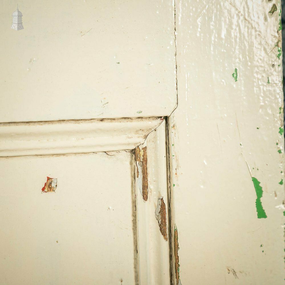 Half Glazed Door, 5 Panel White Painted Pine With Textured Glass photo for sale