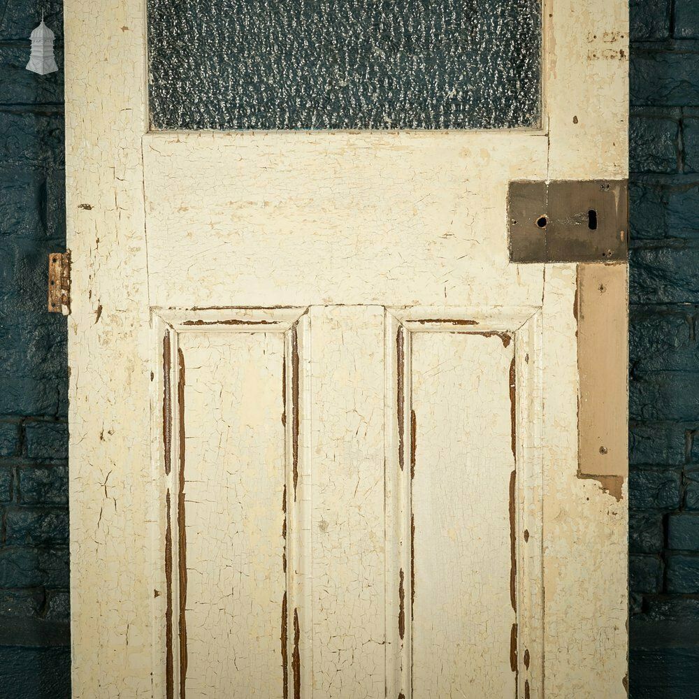 photo furniture Half Glazed Door, Blue Painted Pine Fitted With ‘Arctic’ Style Textured Glass