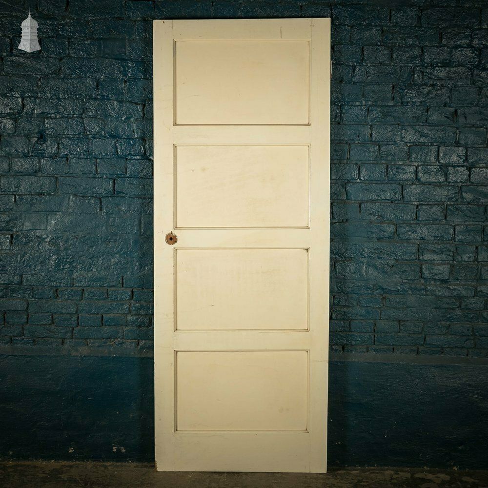 Home Fixtures Pine Panelled Door, Horizontal 4 Panel, White Painted photo